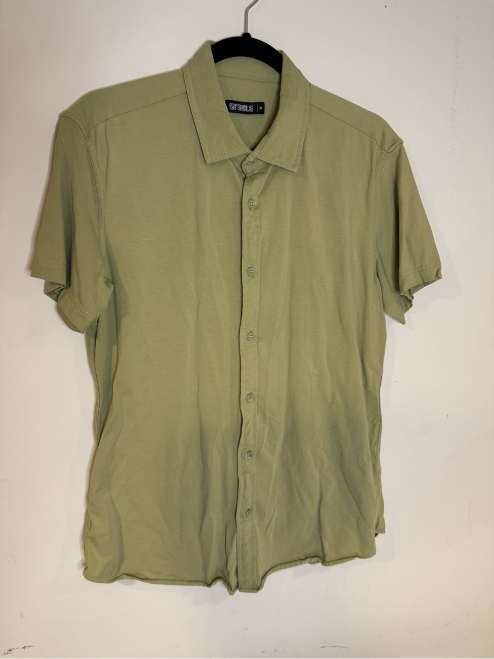 STEELE Men’s M Solid Stretch Knit Short Sleeve Shirt Sage Green